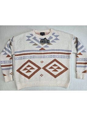 *NEW* Angie Womens Geometric Pattern Crewneck Sweater S